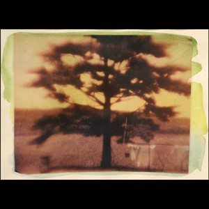 Photograph of clothesline over watercolor
