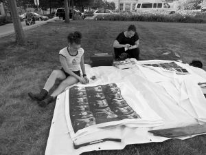 Megan Gallant my right hand girl through the whole process sewing finishing touches to the sheets. 