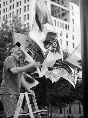Chris Chapin installing clothespins.
